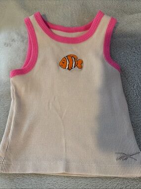 Baby girl Reebok ribbed Top with Pink Trim and Fish Patch